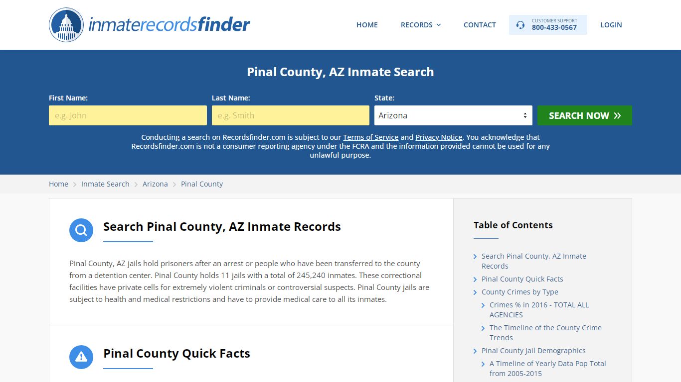 Pinal County, AZ Inmate Lookup & Jail Records Online